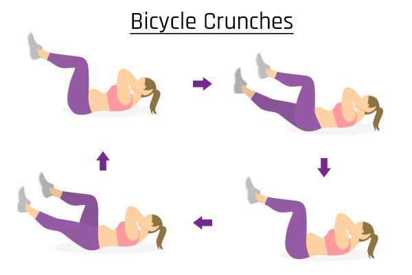 bicycle crunches for pot belly reduction