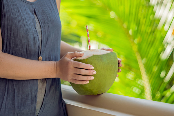 drinking coconut water is a great way to ward off dehydration