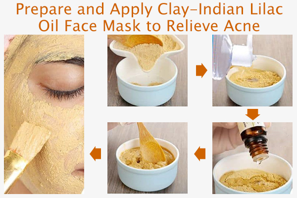 prepare and apply clay-Indian lilac oil face mask