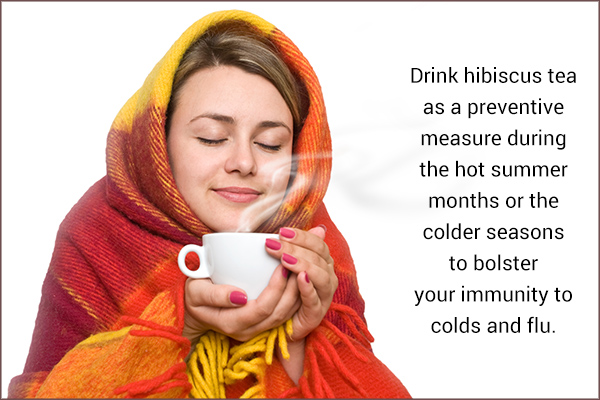 drinking hibiscus tea can help prevent colds and flu