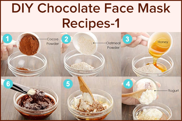diy chocolate face mask recipe with cocoa, yogurt, oatmeal and honey