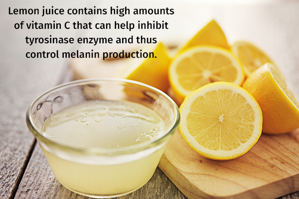 lemon juice can help regulate melanin production