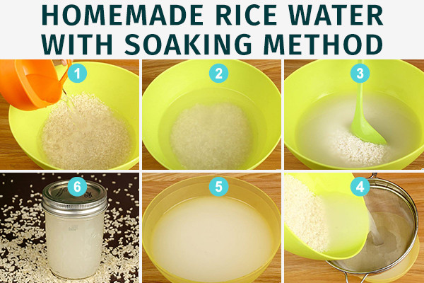 making homemade rice water through soaking method