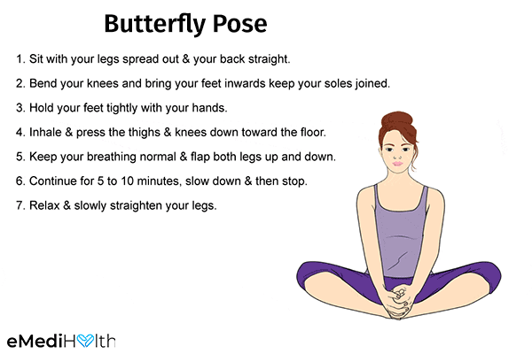 butterfly pose can help manage period problems