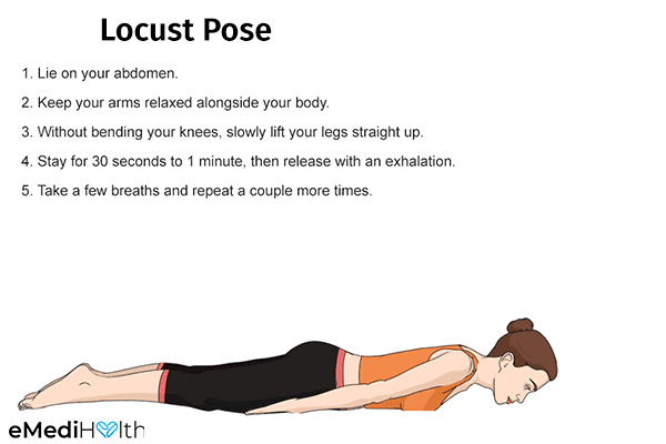 locust pose can help manage period problems