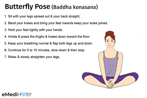 butterfly pose (baddha konasana) for easing menstrual discomforts