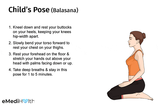 child's pose (balasana) for easing menstrual problems