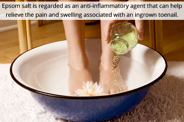 soaking feet in Epsom salt bath can help heal ingrown toenails 