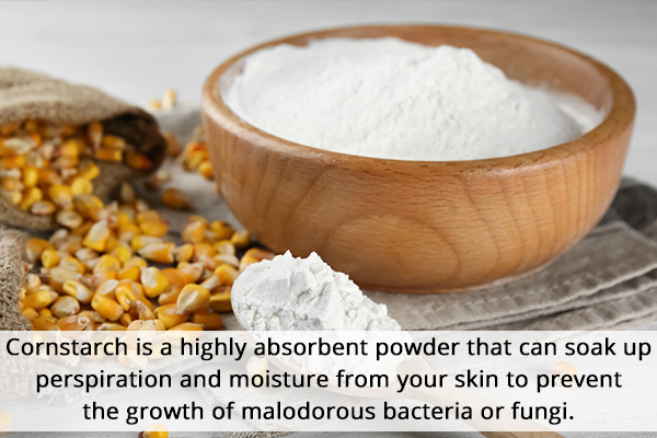 cornstarch can soak perspiration and moisture from skin 