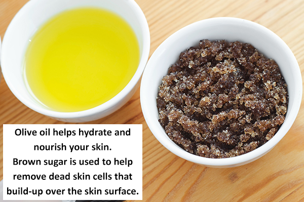 a brown sugar and olive oil scrub can help treat dark underarms