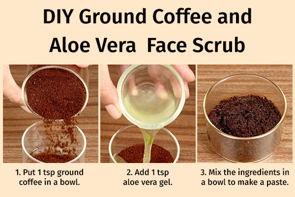 diy ground coffee and aloe vera face scrub