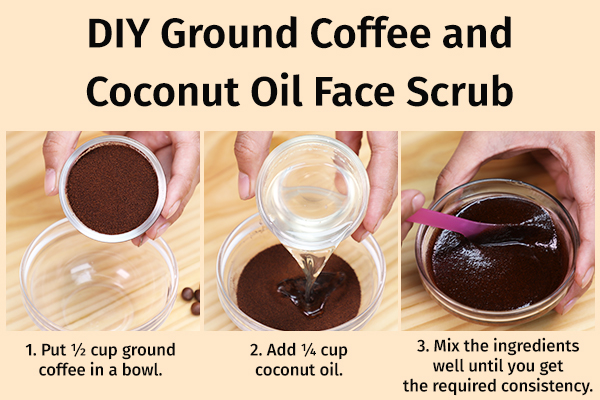 diy ground coffee and coconut oil face scrub