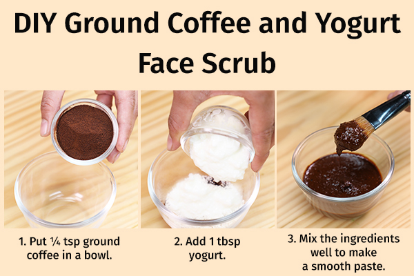 diy ground coffee and yogurt face scrub