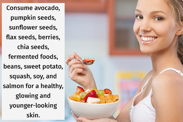 consume a healthy diet for glowing, younger-looking skin