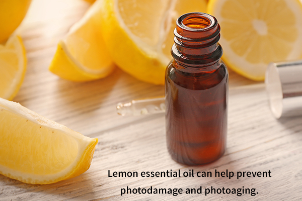 lemon essential oil can help prevent photodamage and photoaging.