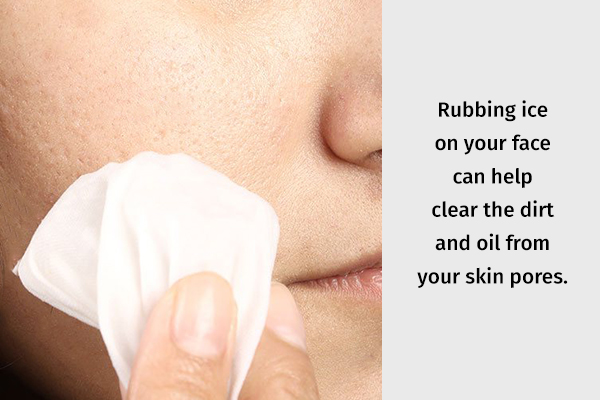 rubbing ice on face can help shrink your skin pores