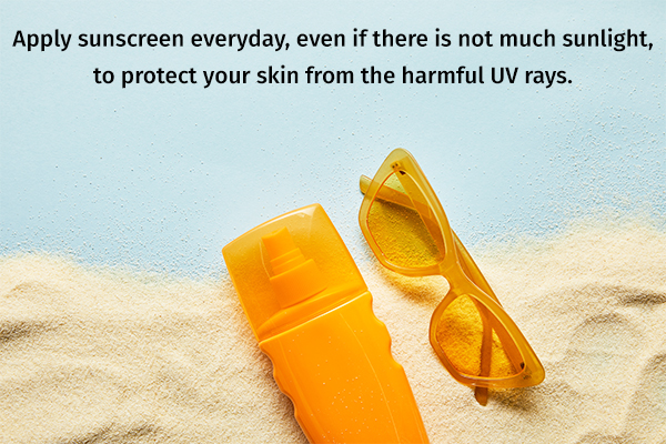 apply sunscreen daily to protect skin from the sun