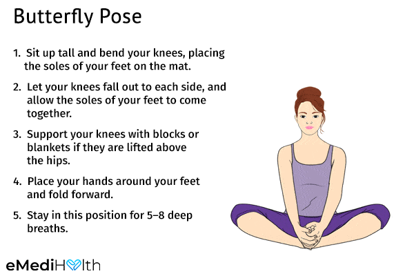 butterfly pose to help reduce fatigue