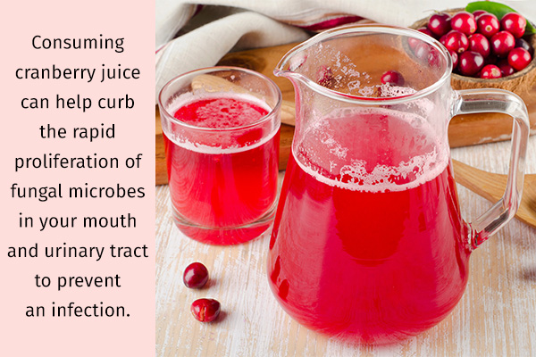 consuming cranberry juice can help curb fungal infections