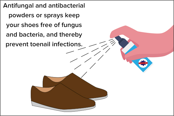 disinfect your shoes to avoid toenail infections