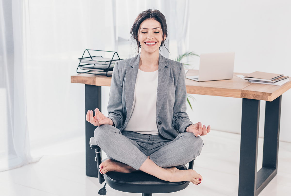 yoga poses while sitting at desk