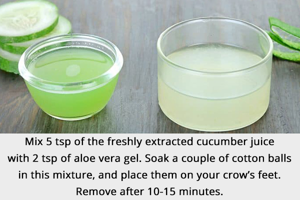diy cucumber and aloe vera gel eye patches can help too