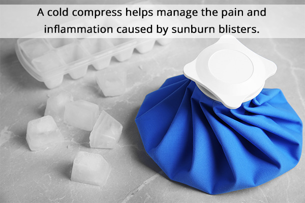 cold compress can help soothe sunburn blisters