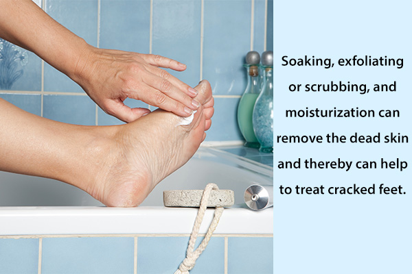 soaking and exfoliating can help treat cracked feet