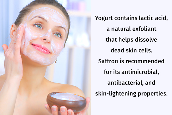 yogurt-saffron paste for glowing skin