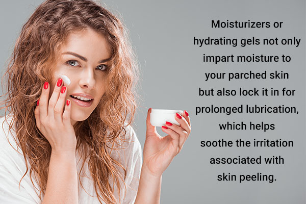 moisturizers and hydrating gels can help manage peeling skin