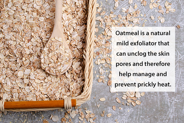 try an oatmeal bath to manage prickly heat