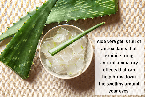 aloe vera gel application can help soothe under-eye bags