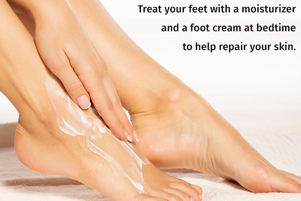 moisturize your feet to help repair skin damage