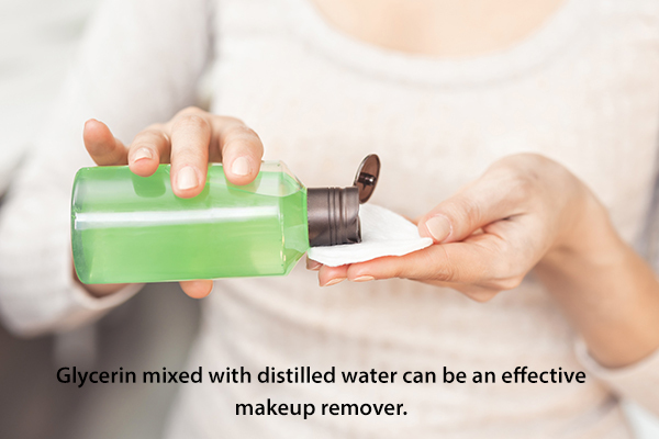 distilled water and glycerin cleanser to help remove makeup effectively