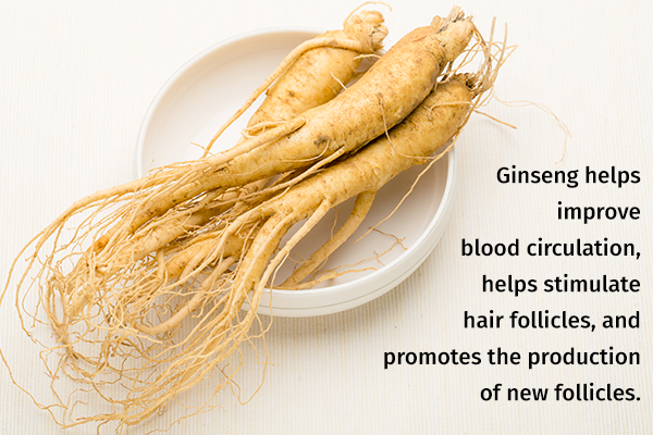 ginseng is another herbal remedy which can control hair fall