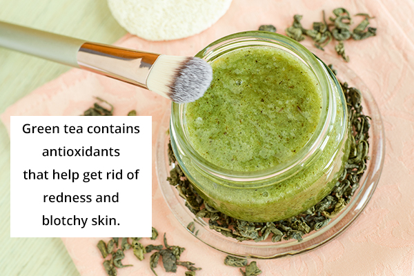 green tea usage can help prevent blotchy, uneven skin tone