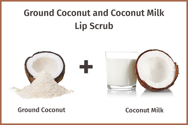 grounded coconut and coconut milk lip scrub