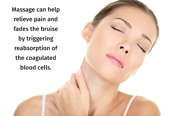 massage the affected area to help heal hickeys