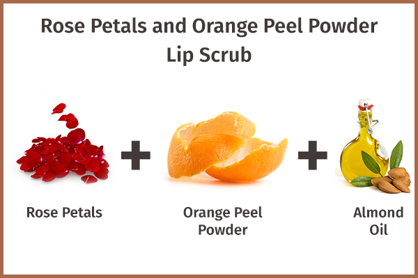 rose petals and orange-peel powder lip scrubs