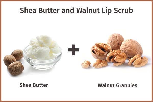 shea butter and walnut lip scrub for lip care