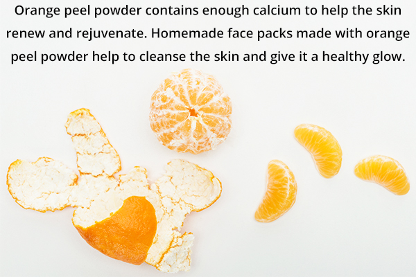 orange peel powder can help cleanse and lighten blotchy skin