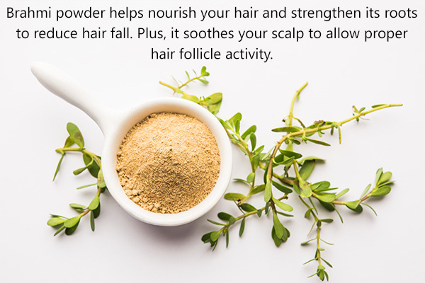 brahmi powder helps nourish hair and avoid hair thinning
