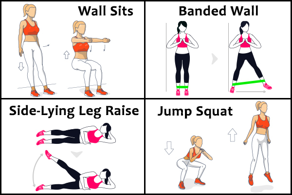 try wall sits, banded walls, jump squats etc. to tone your hips