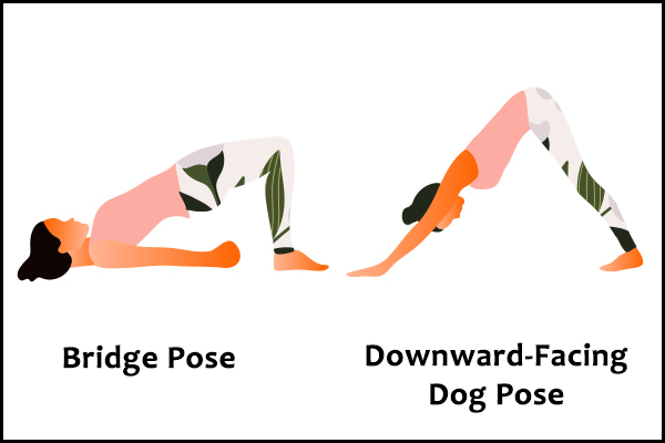 try bridges and downward-facing dog to tone thigh muscles