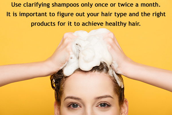 use clarifying shampoos to clear scalp buildup