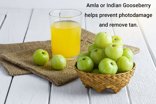 Indian gooseberry can help prevent photodamage and remove tan