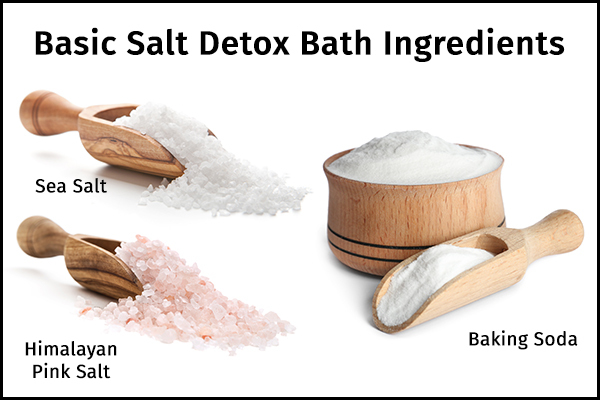 ingredients for preparing a basic salt detox bath