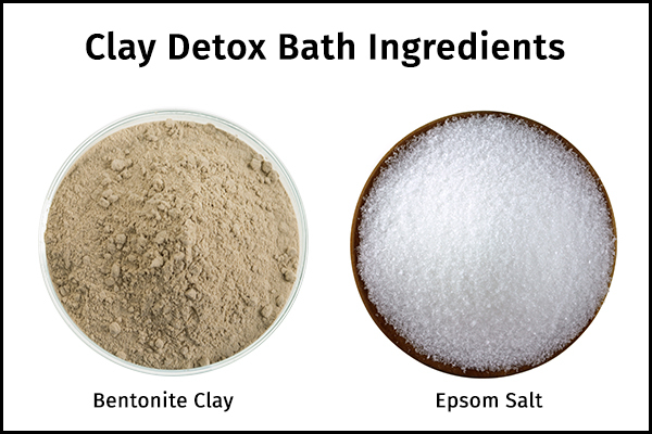 ingredients for preparing a clay detox bath
