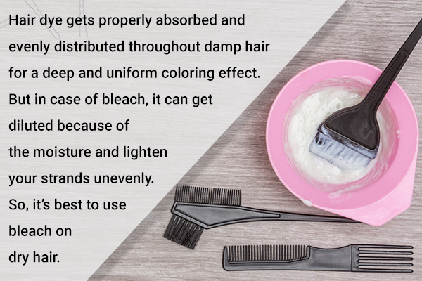 can bleach or dye be safely applied to damp hair?