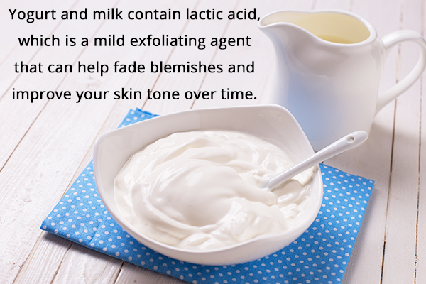 yogurt and milk paste can help exfoliate and reduce dark spots